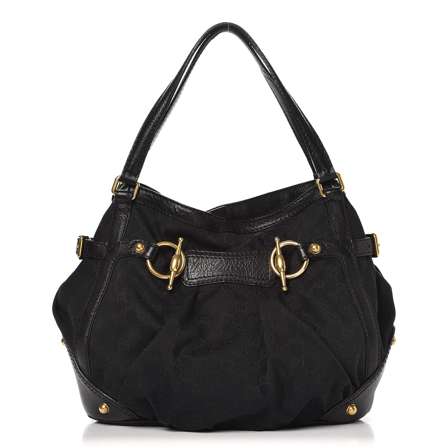 Gucci Monogram Medium Jockey Tote Black 1 of 8