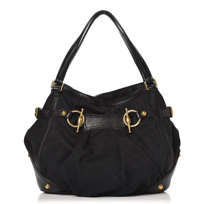 Gucci Monogram Medium Jockey Tote Black 1 of 8