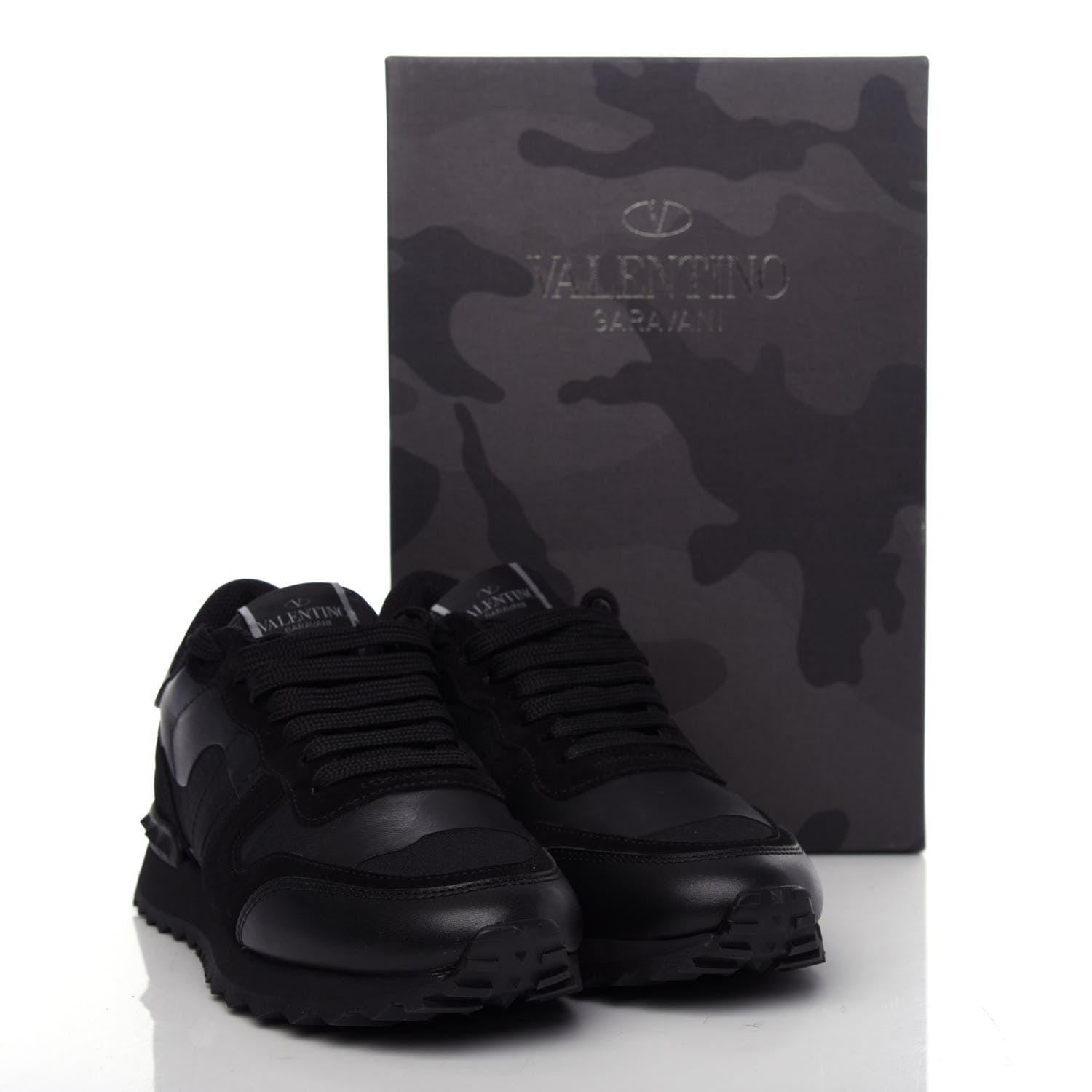 Valentino Garavani Nappa Suede Camouflage Womens Rockrunner Sneakers 38.5 Black 11 of 11