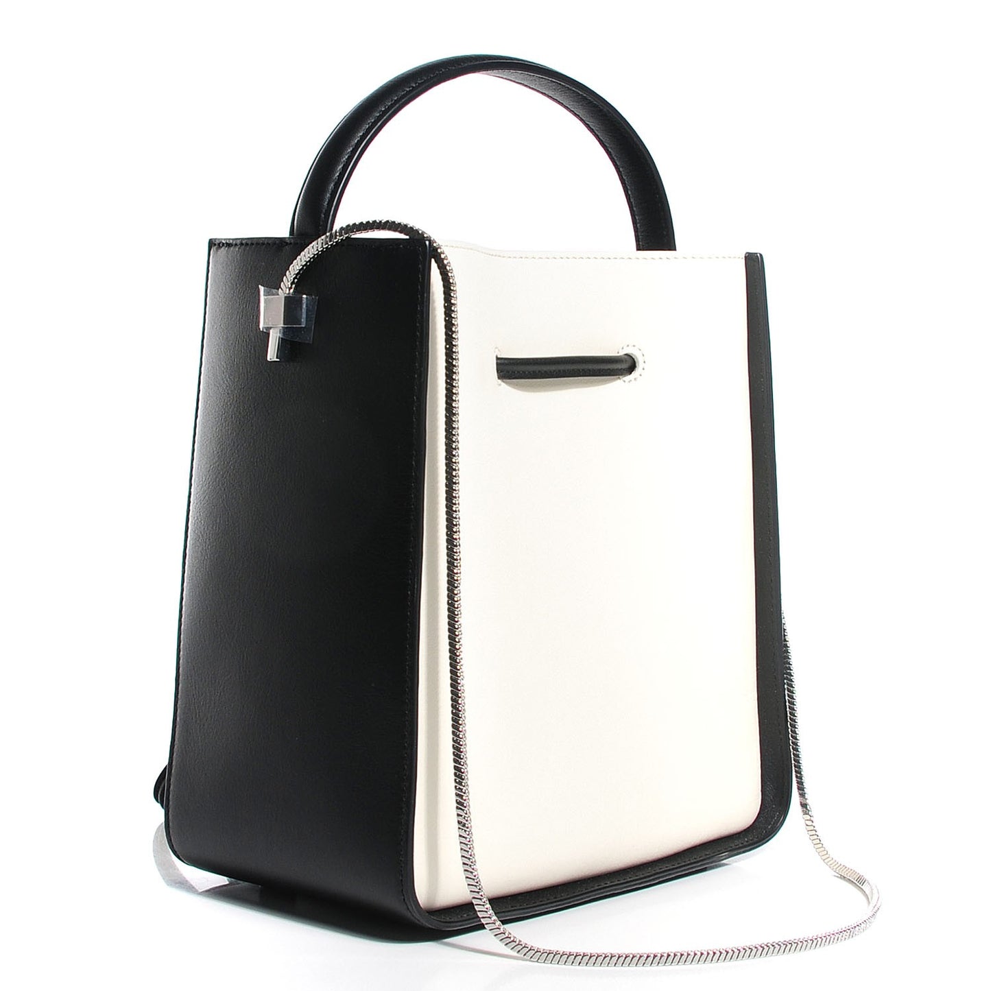 3.1 Smooth Calfskin Bi-Color Small Soleil Bucket Bag Off White Black