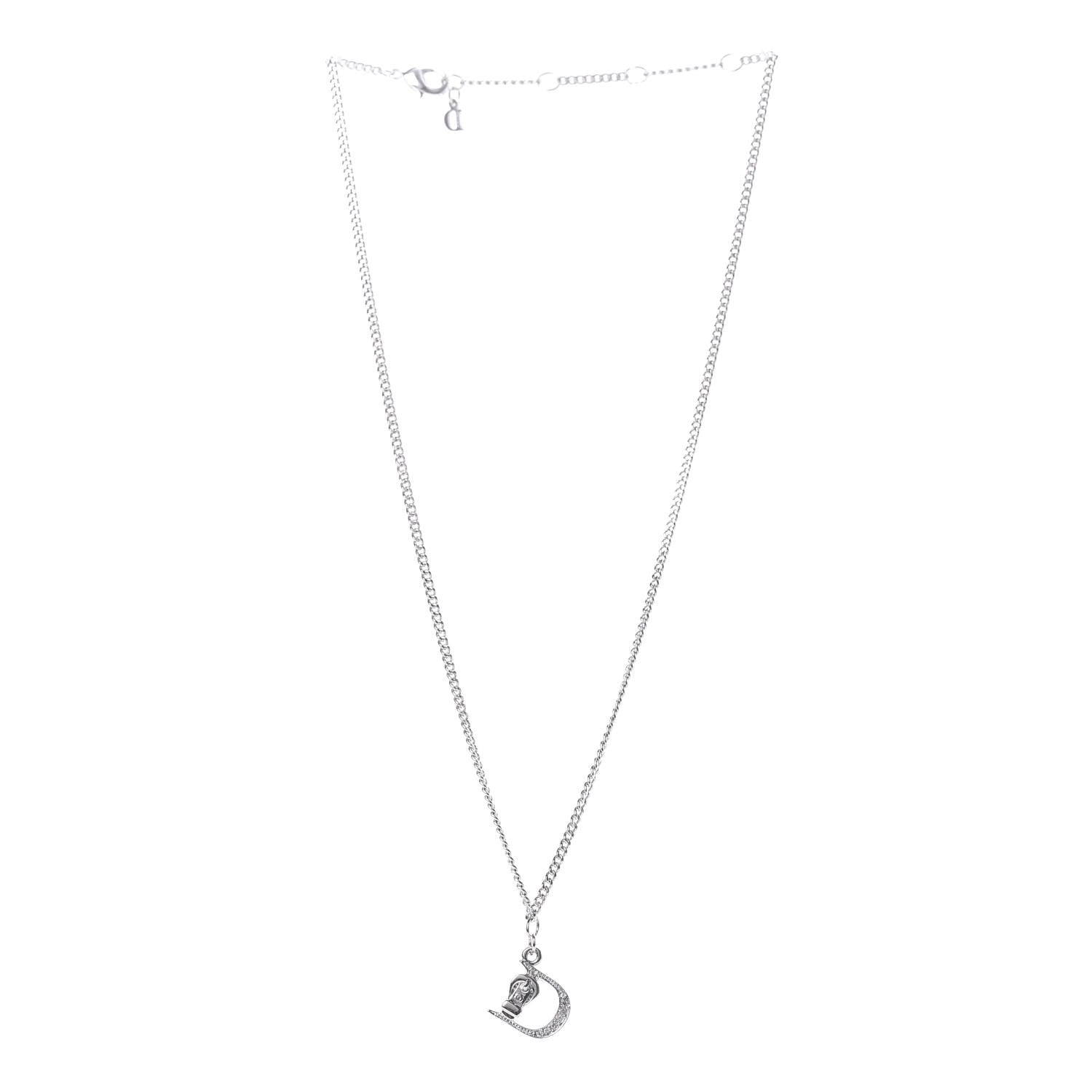 Christian Dior Crystal Buckle Necklace Silver 3 of 5