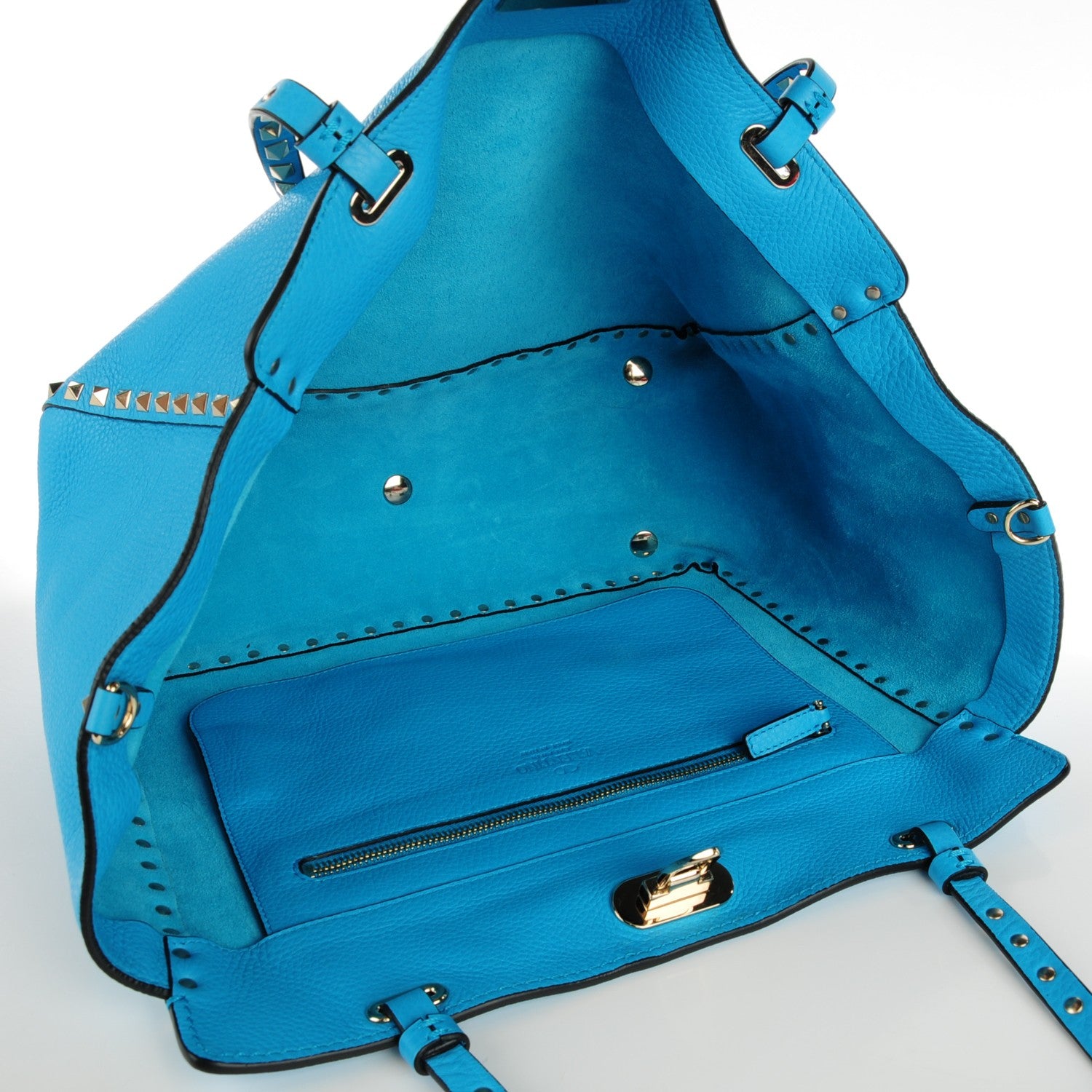 Valentino Garavani Pebbled Calfskin Medium Rockstud Tote Parrot 5 of 8
