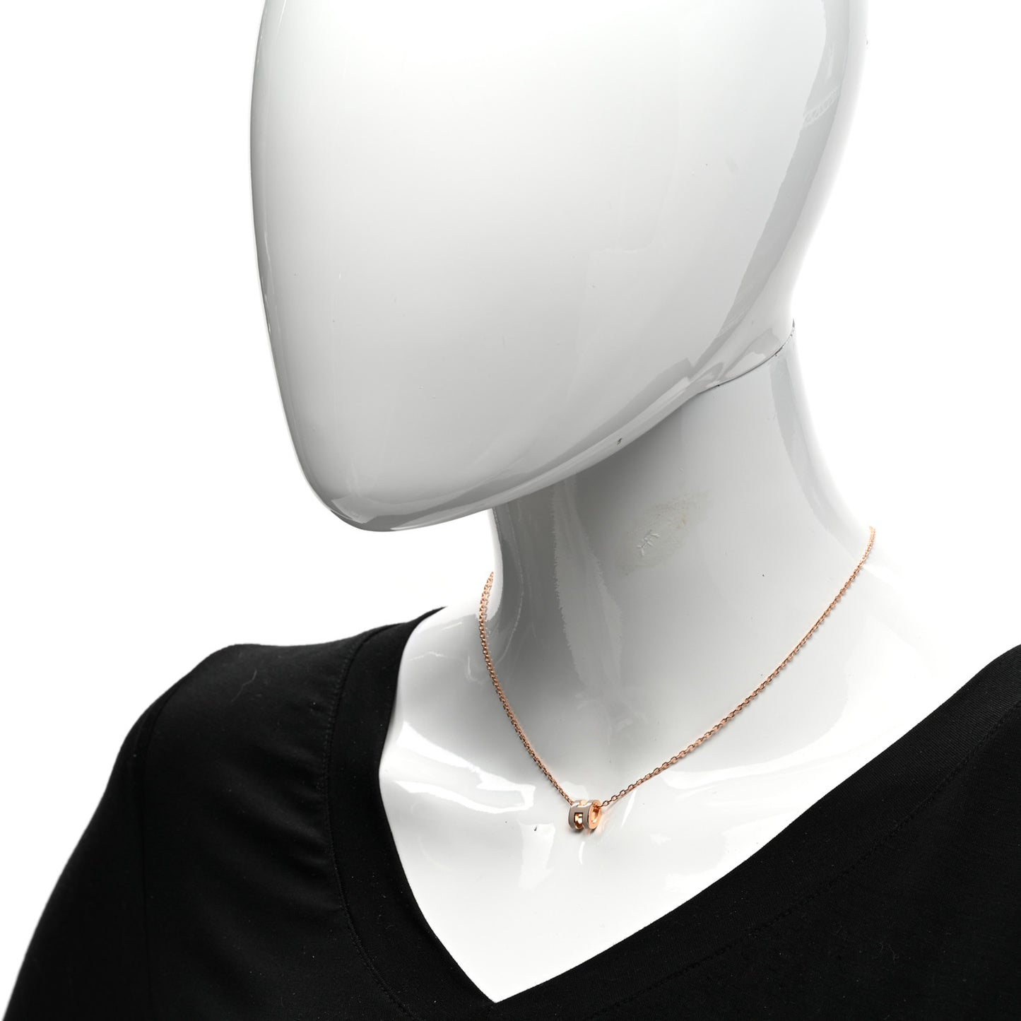 Lacquered Rose Gold Mini Pop H Pendant Necklace Marron Glace