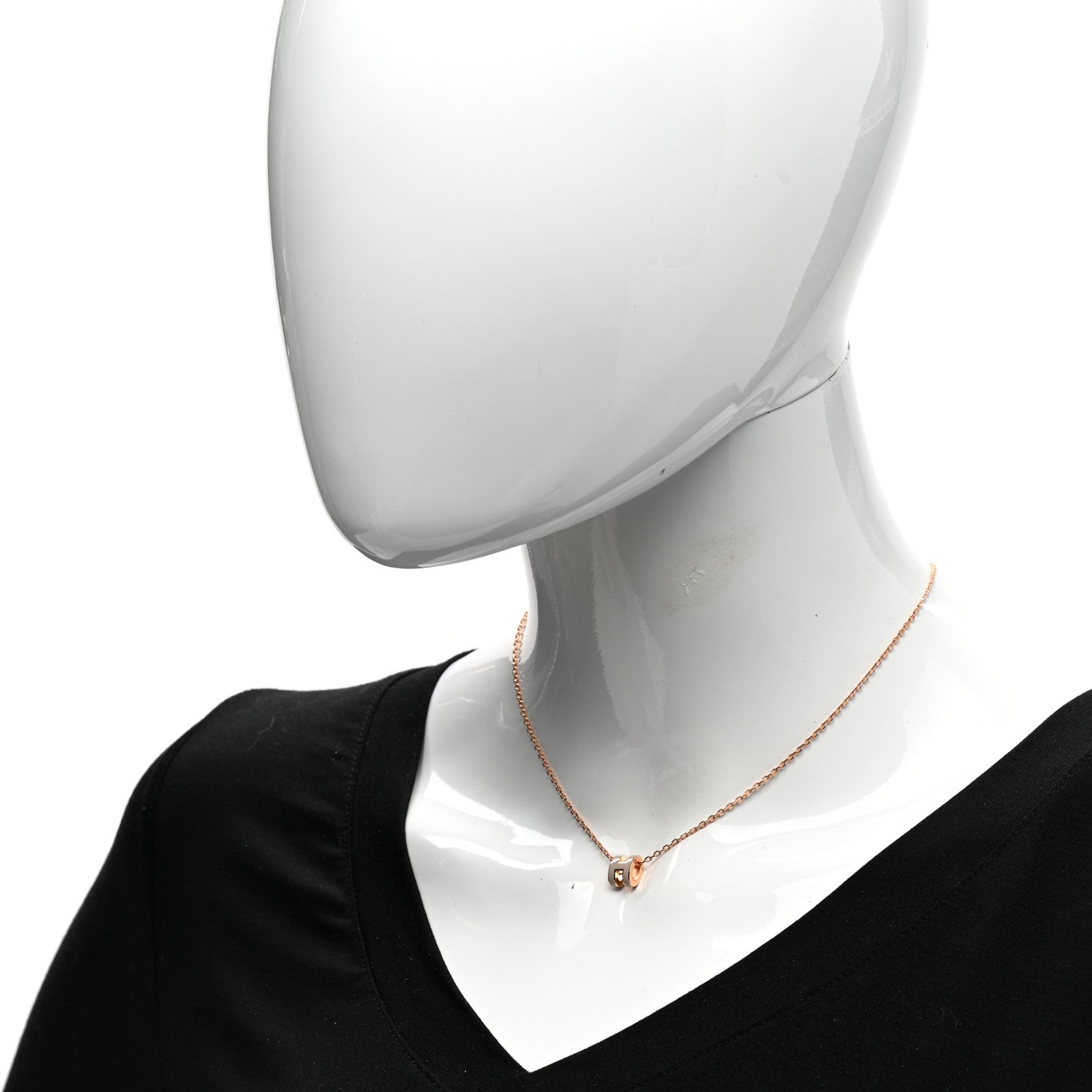 Hermes Lacquered Rose Gold Mini Pop H Pendant Necklace Marron Glace 2 of 7