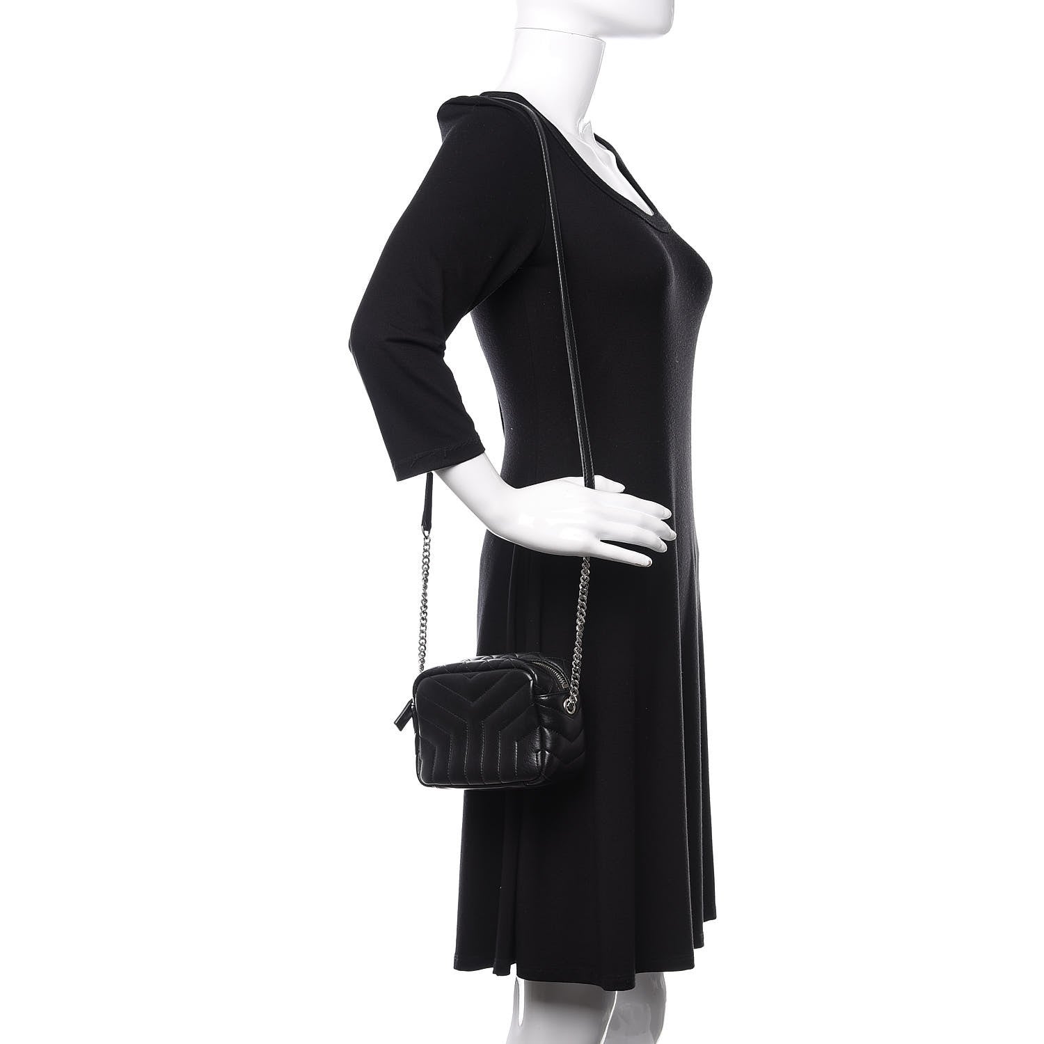 Saint Laurent Calfskin Y Quilted Monogram Mini Loulou Camera Bag Black 2 of 9