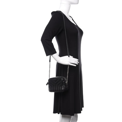 Saint Laurent Calfskin Y Quilted Monogram Mini Loulou Camera Bag Black 2 of 9