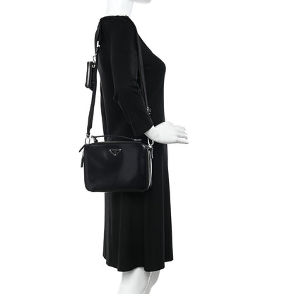Prada Spazzolato Medium Brique Crossbody Bag Black 2 of 10