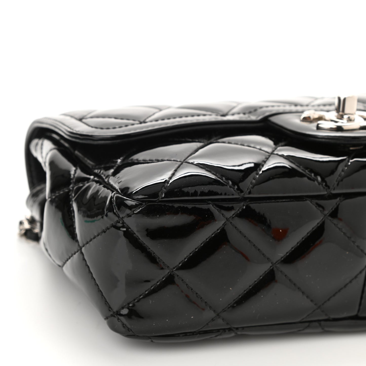 Patent Quilted Small Coco Shine Flap Black