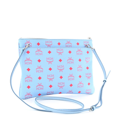 MCM Visetos Original Medium Pouch Light Blue Red 3 of 12