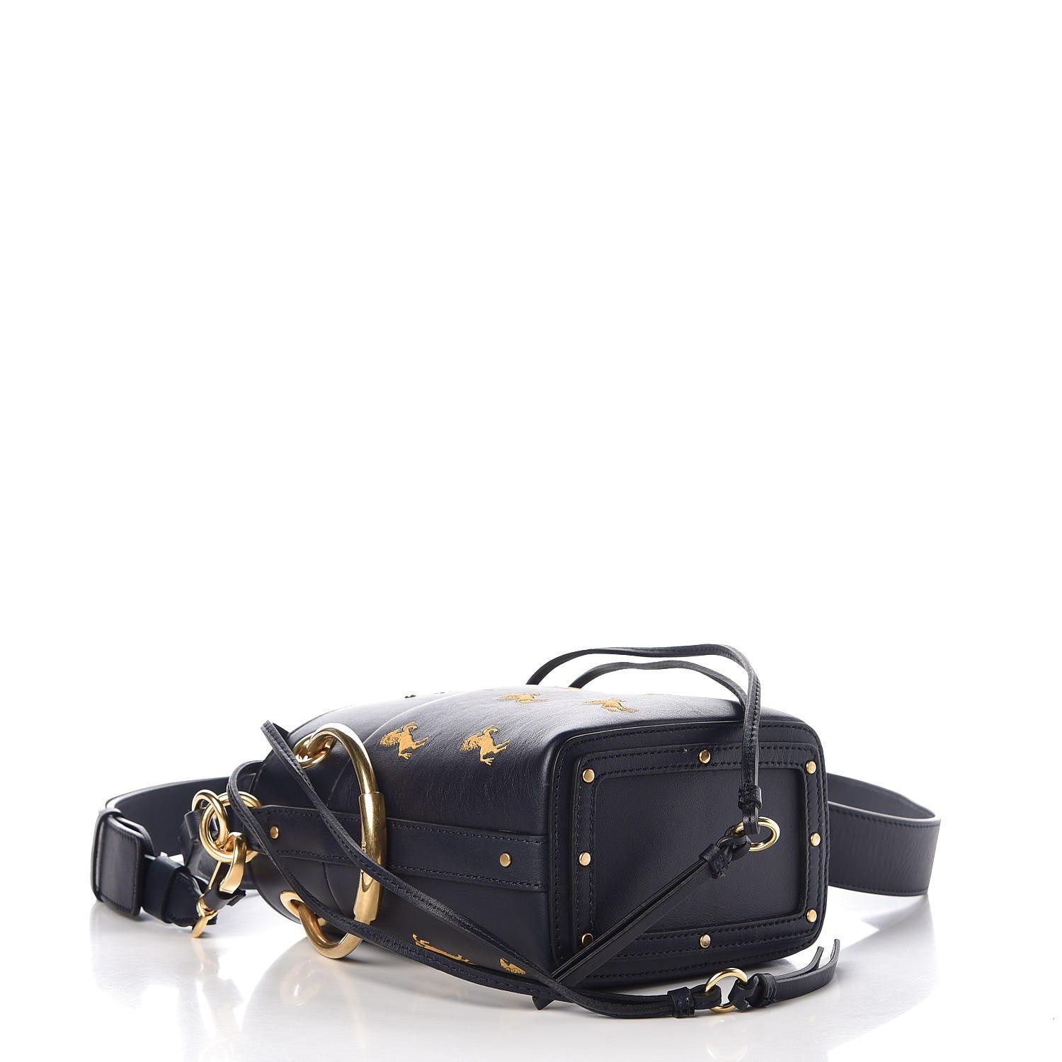 Chloe Smooth Calfskin Little Horses Embroidered Mini Roy Bucket Bag Full Blue 5 of 8
