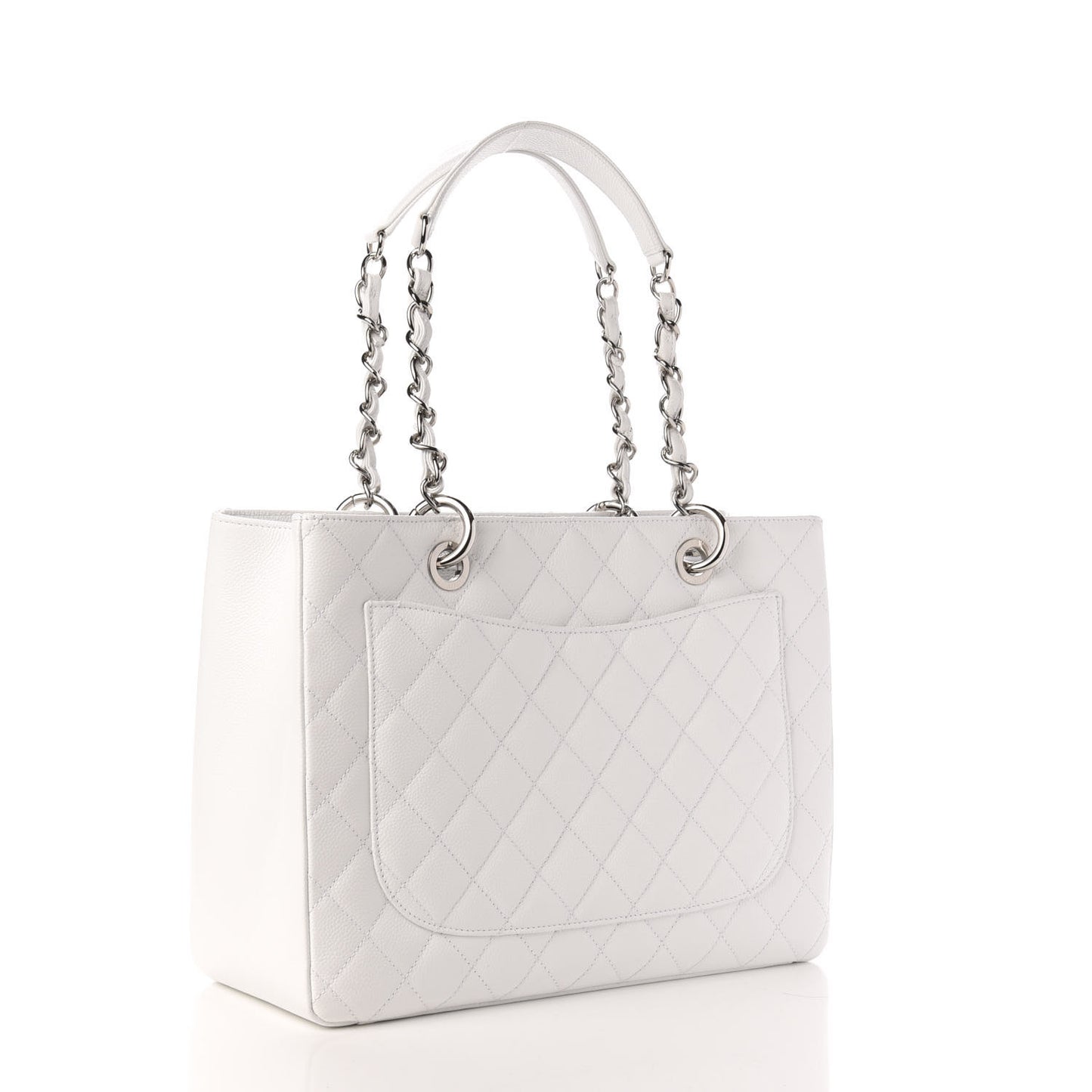 Caviar Quilted Grand Shopping Tote GST White