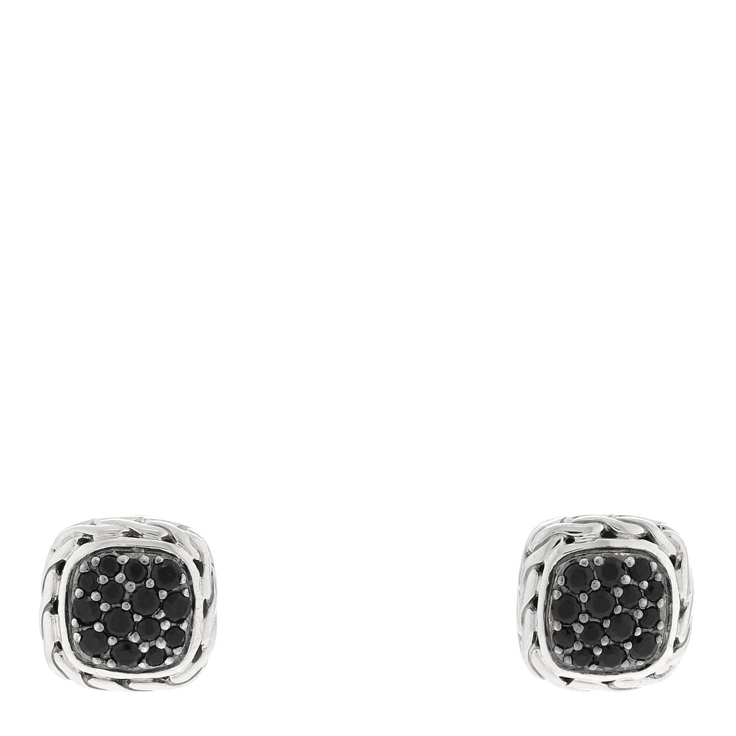 Sterling Silver Black Sapphire Classic Chain Square Earrings