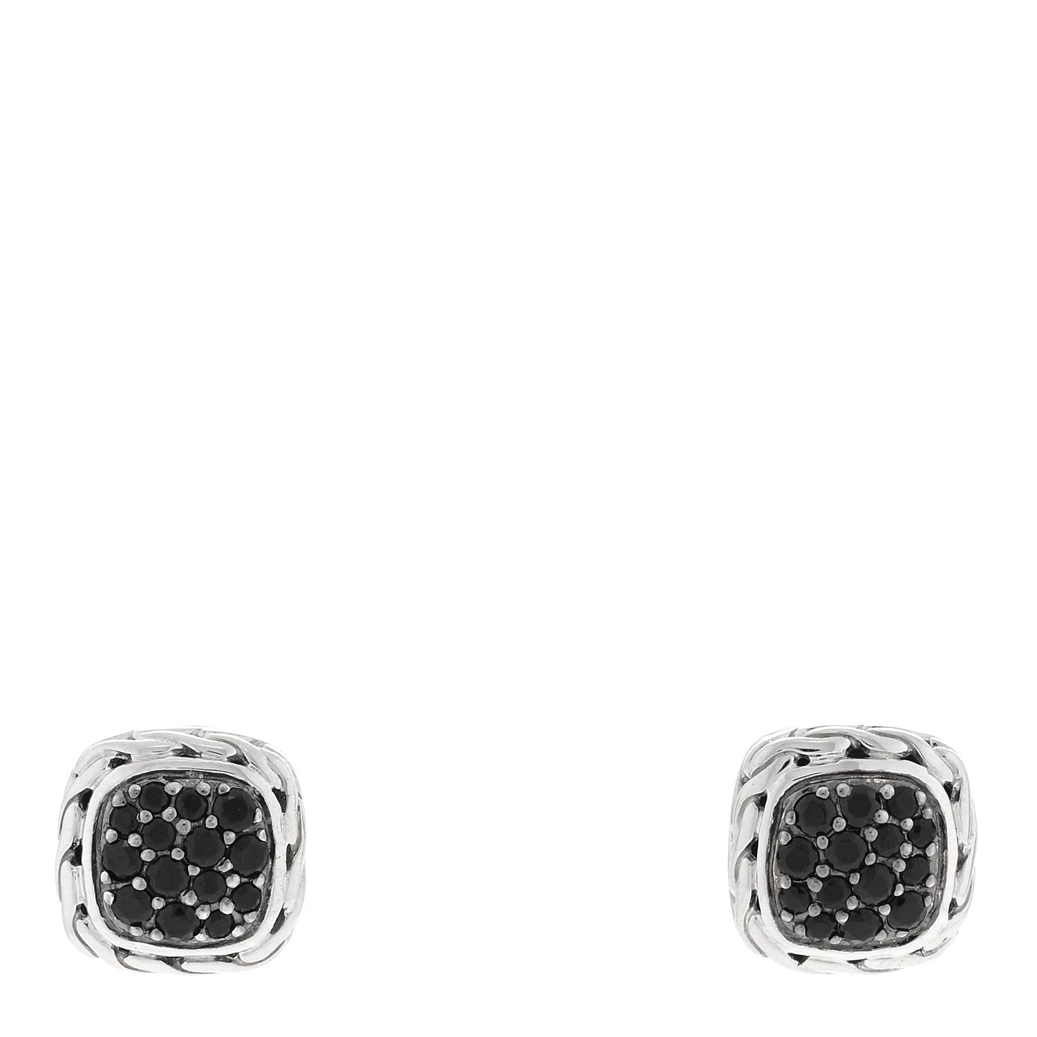 John Hardy Sterling Silver Black Sapphire Classic Chain Square Earrings 1 of 4