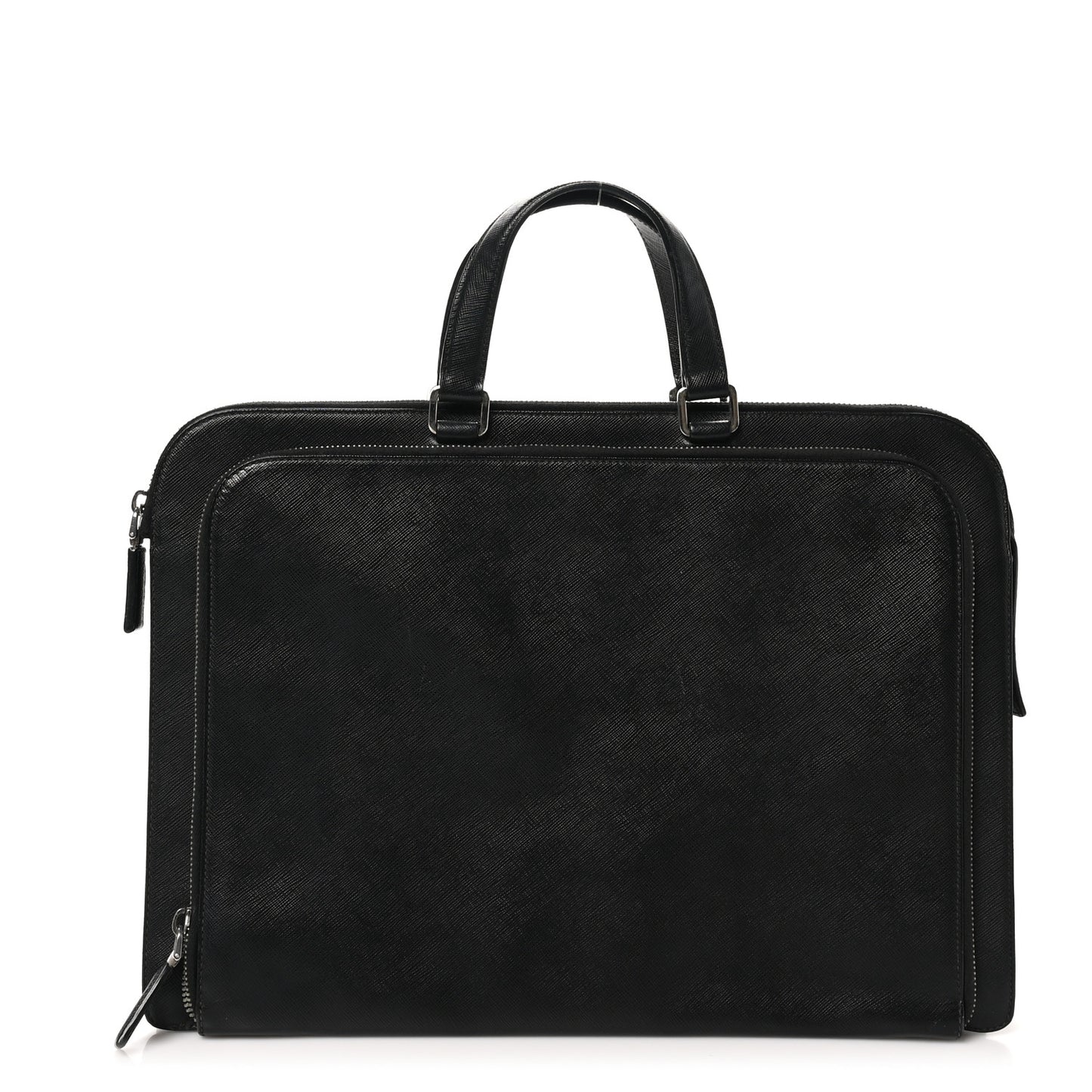 Saffiano Cuir Travel Front Zip Pocket Briefcase Black