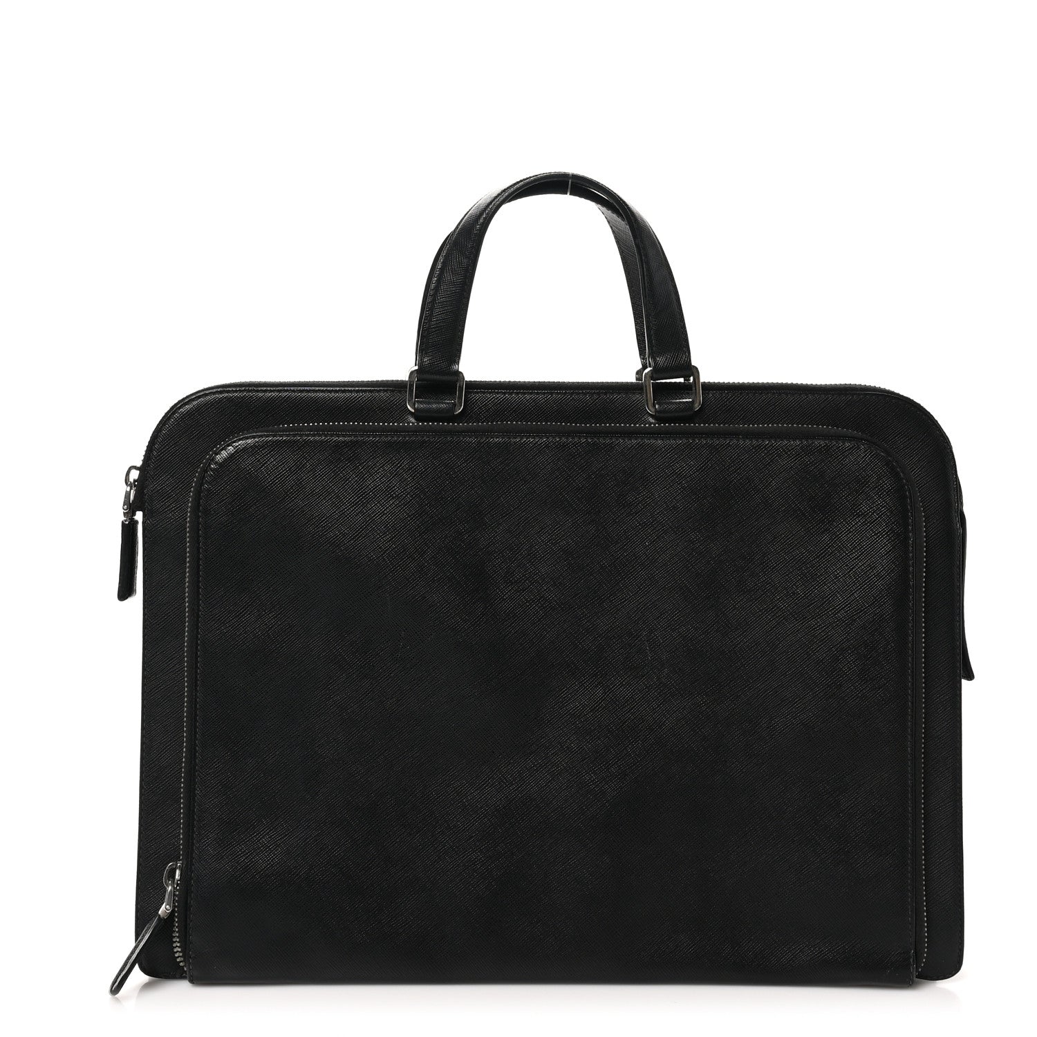 Prada Saffiano Cuir Travel Front Zip Pocket Briefcase Black 1 of 8
