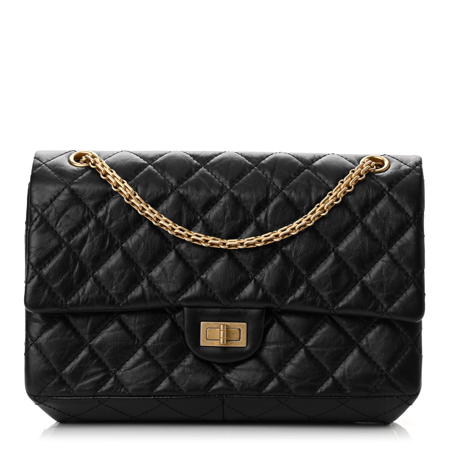 Aged Calfskin Quilted 2.55 Reissue 226 Flap Black
