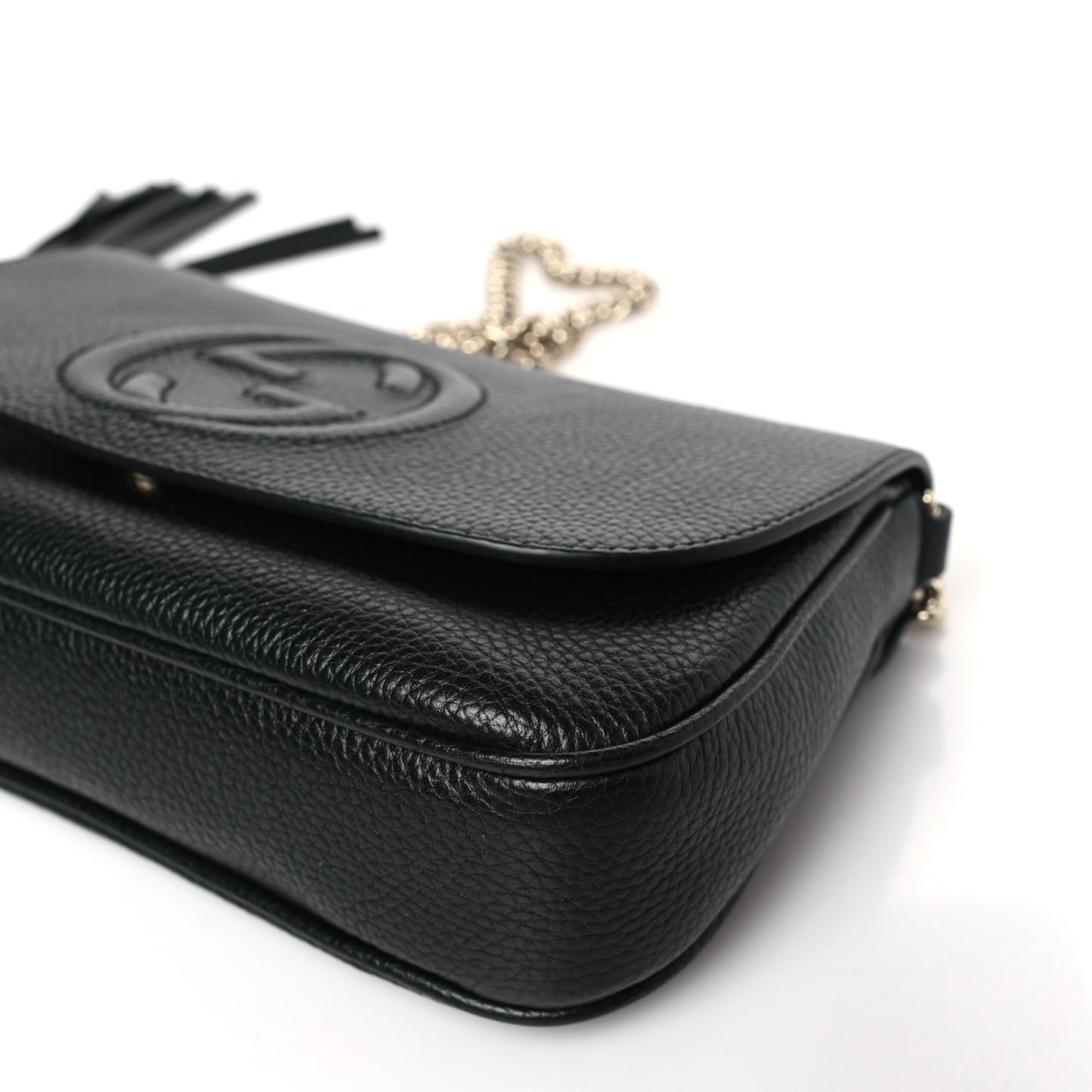 Pebbled Calfskin Medium Soho Flap Crossbody Black