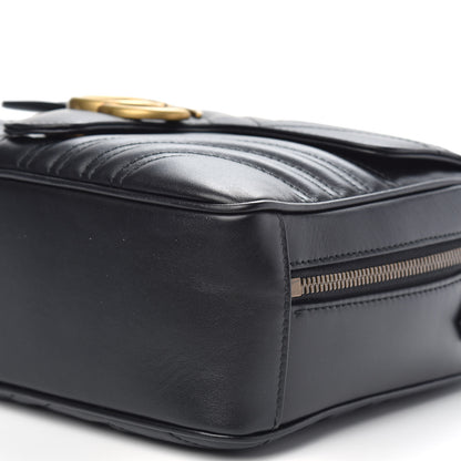 Gucci Calfskin Matelasse Sylvie Web Small GG Marmont Top Handle Shoulder Bag Black 10 of 11