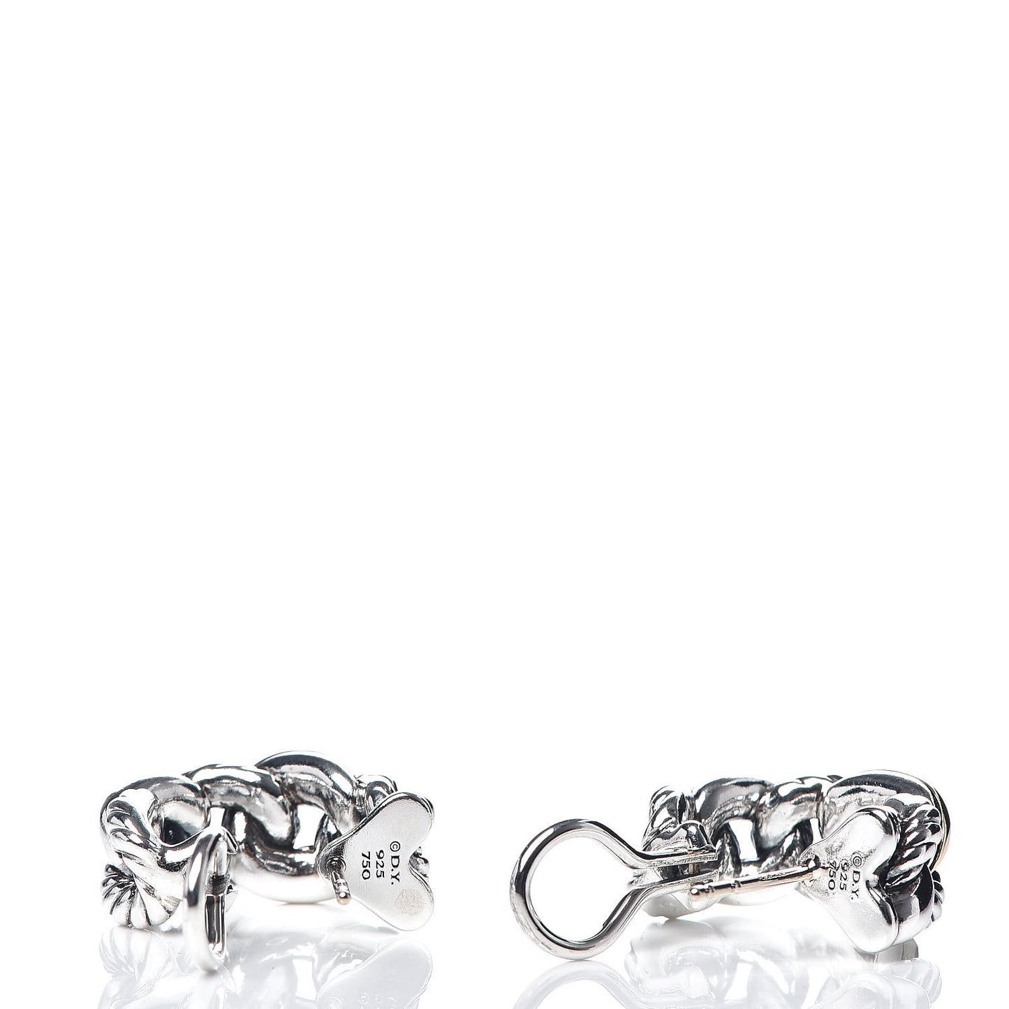 Sterling Silver 18K Yellow Gold Belmont Curb Earrings