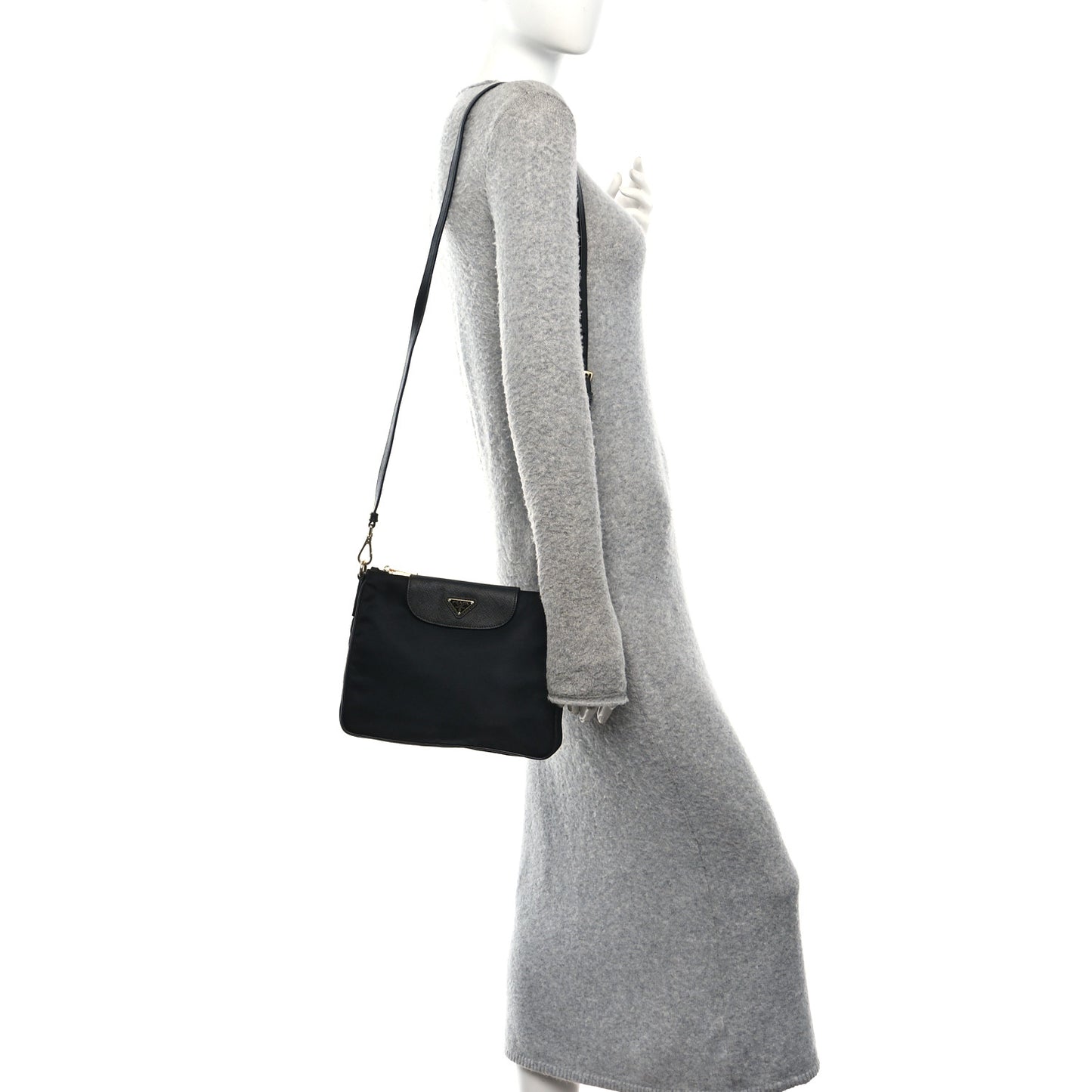 Tessuto Nylon Saffiano Crossbody Bag Black