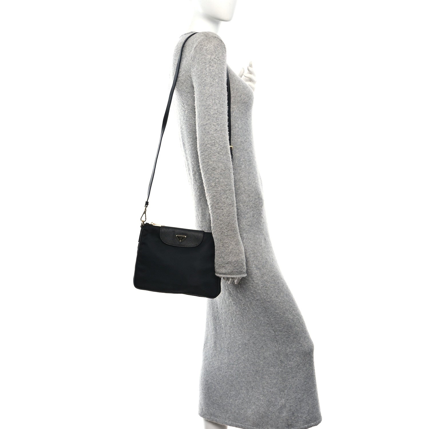Prada Tessuto Nylon Saffiano Crossbody Bag Black 3 of 25