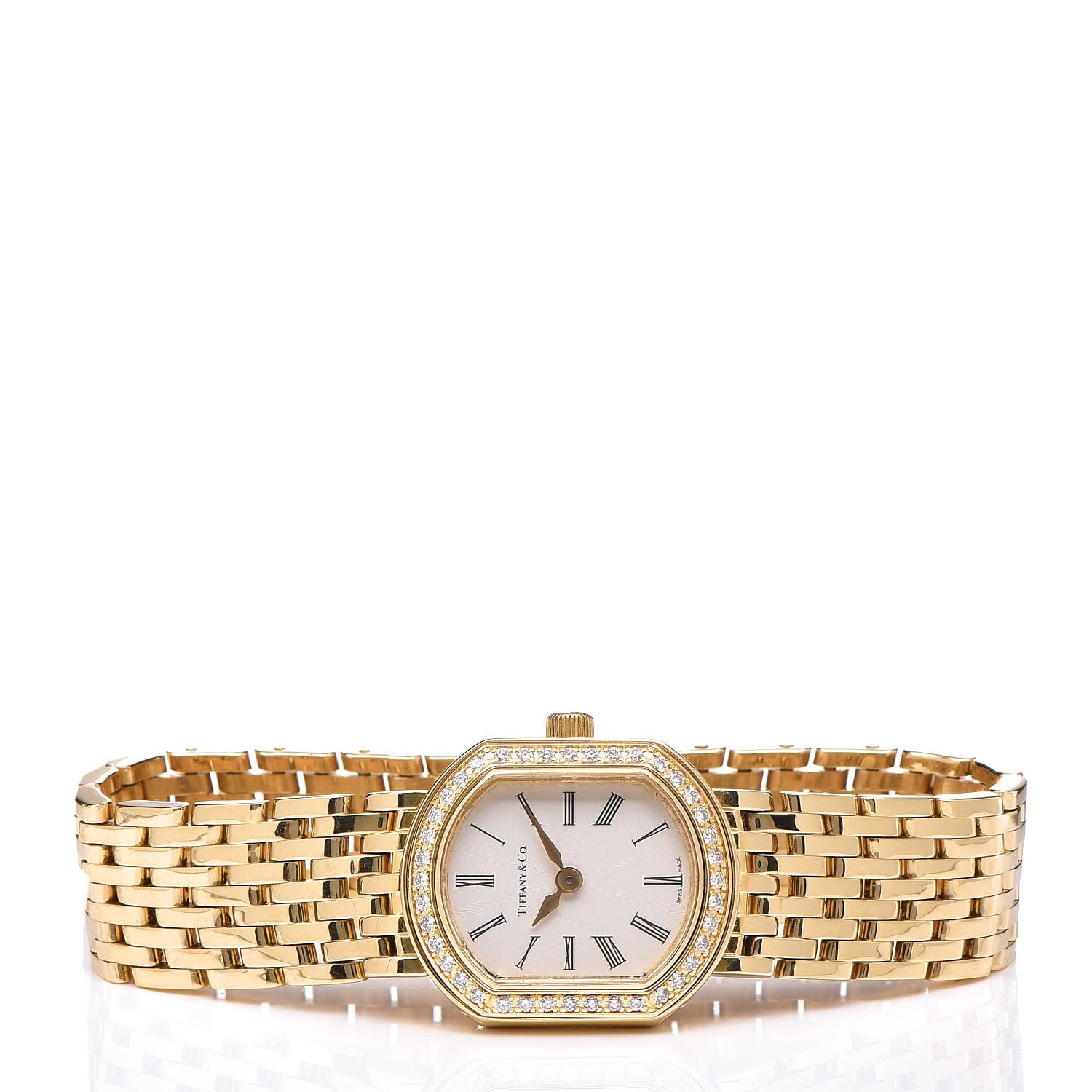 Tiffany 18K Yellow Gold Diamond Bezel 21mm Resonator Quartz Watch 3 of 5