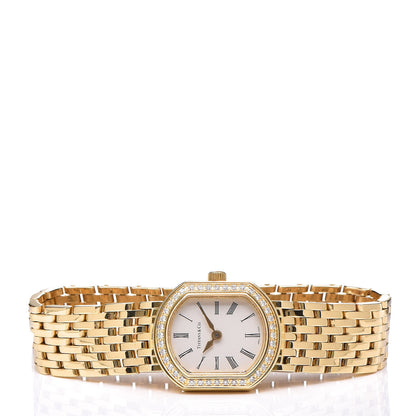 Tiffany 18K Yellow Gold Diamond Bezel 21mm Resonator Quartz Watch 3 of 5