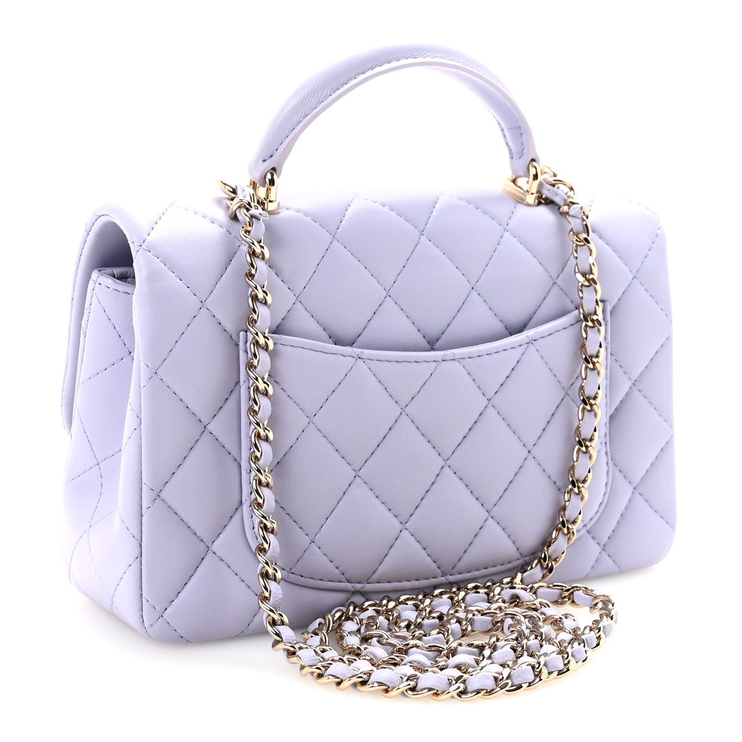 Chanel Lambskin Quilted Mini Top Handle Rectangular Flap Light Purple 3 of 11