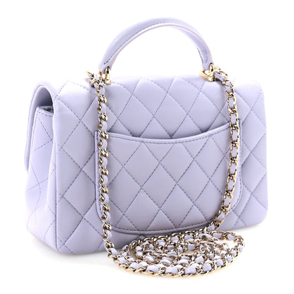 Chanel Lambskin Quilted Mini Top Handle Rectangular Flap Light Purple 3 of 11