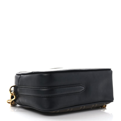 Fendi Glazed Fabric Vitello Century FF 1974 Stamp Patch Camera Case Mogano Panna Black 4 of 9