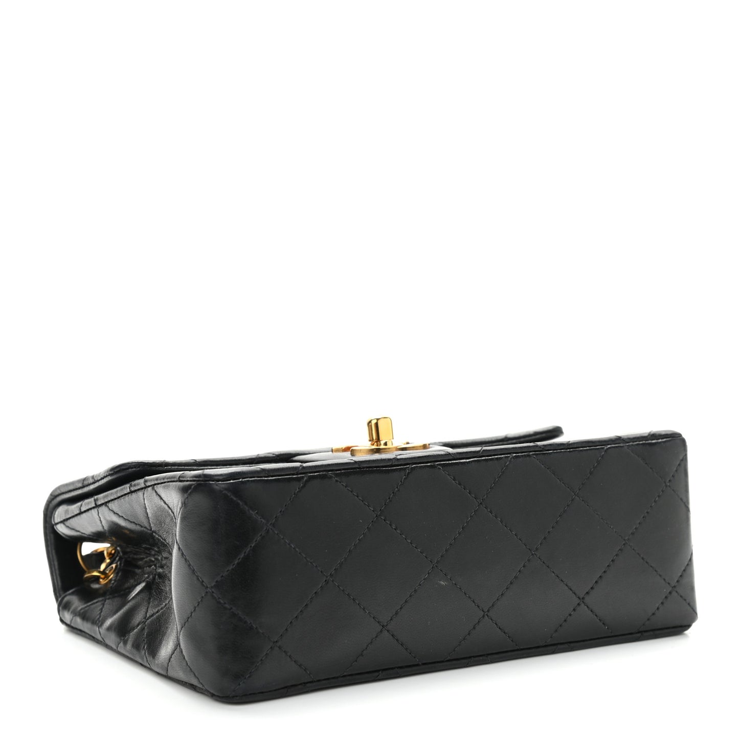 Lambskin Quilted Mini Square Flap Bag Black
