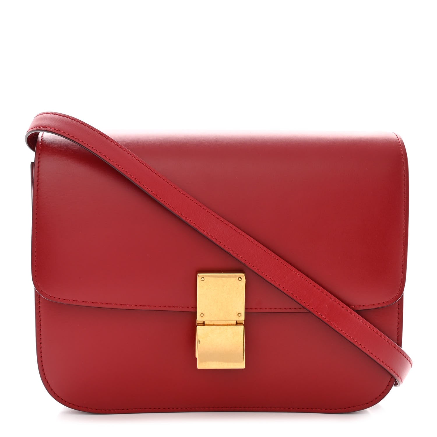 Celine Box Calfskin Medium Classic Box Flap Bag Red 1 of 11