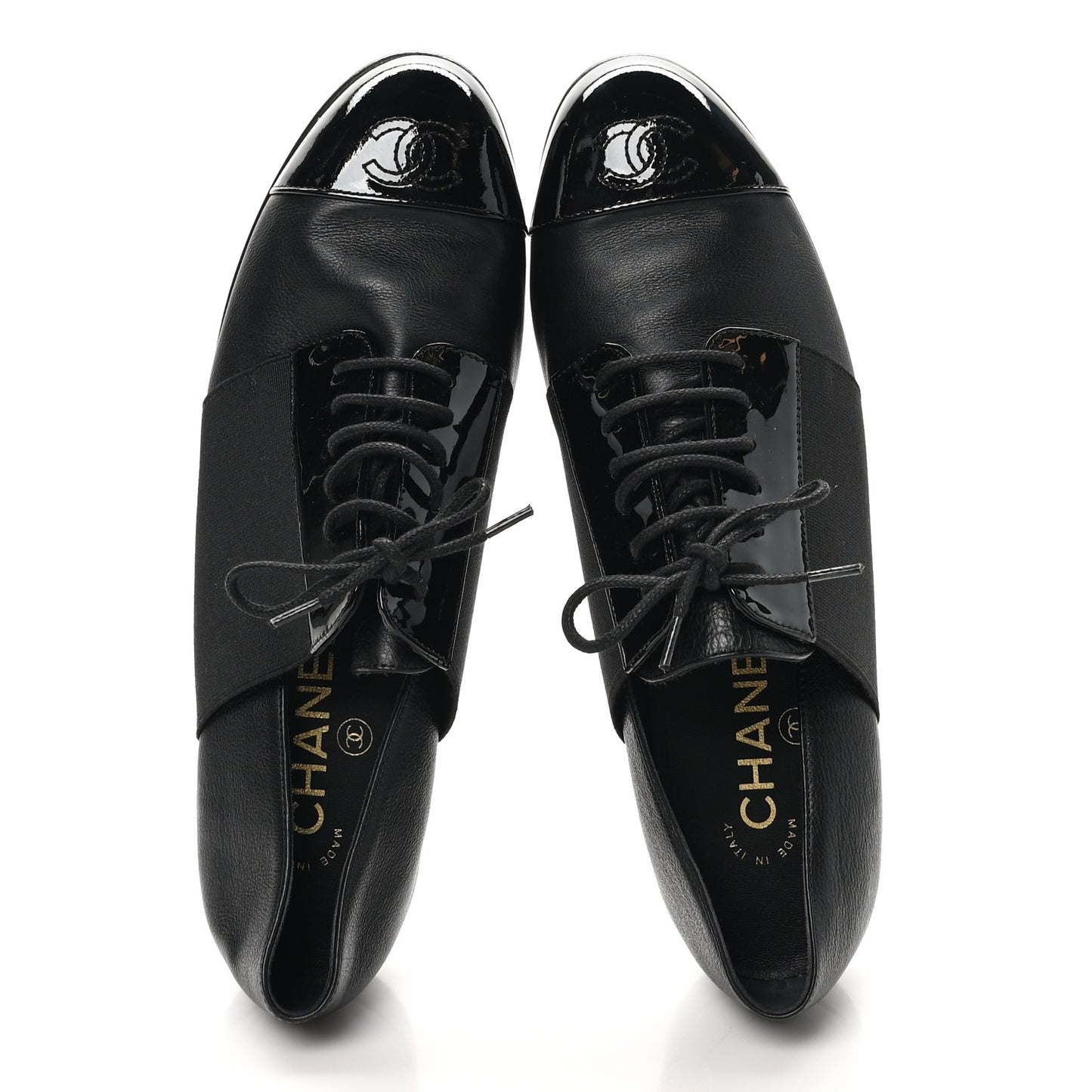 Goatskin Patent Womens CC Cap Toe Lace Up Oxfords 36.5 Black