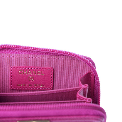 Chanel Caviar Quilted Boy Zip Around Coin Purse Wallet Fuchsia 6 of 8