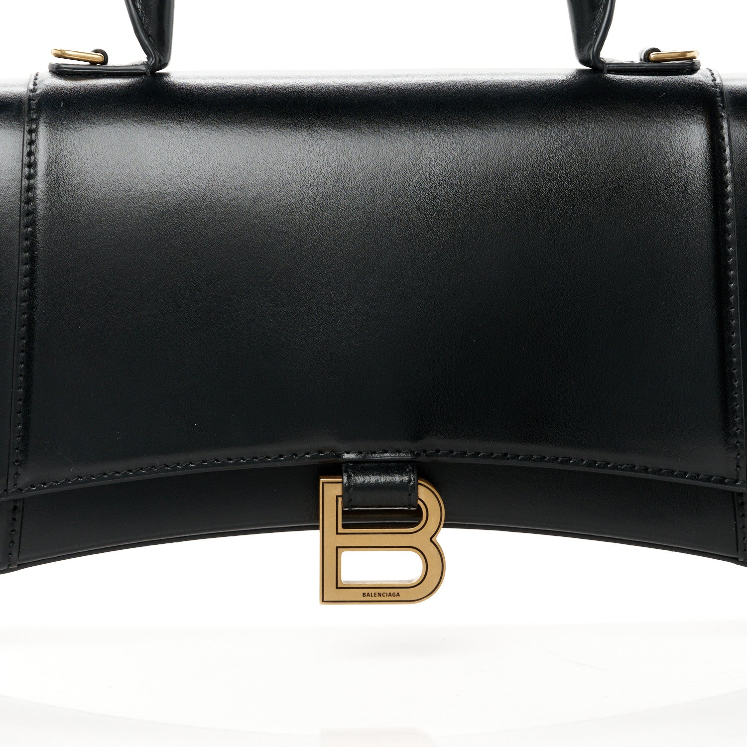 Balenciaga Shiny Box Calfskin Hourglass Stretch Top Handle Bag Black 9 of 12