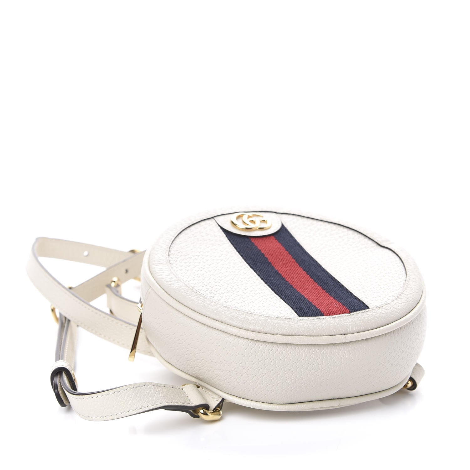 Gucci Textured Calfskin Web Mini Ophidia Round Backpack Mystic White 3 of 10