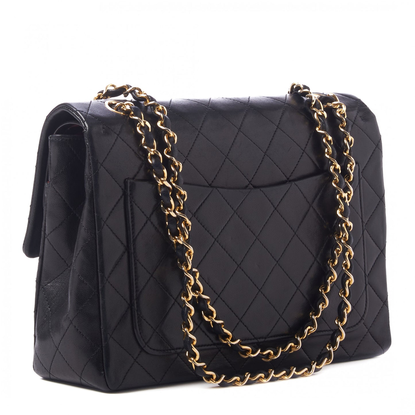 Lambskin Quilted Medium Double Flap Black