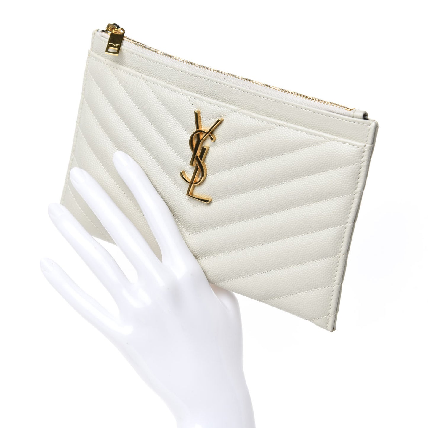 Grain De Poudre Chevron Monogram Bill Pouch Crema Soft