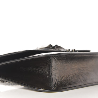 Valentino Garavani Craquele Calfskin Medium Glam Lock Rockstud Flap Black 6 of 8
