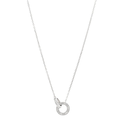 Cartier 18K White Gold Diamond Interlocking LOVE Paved Necklace 1 of 5