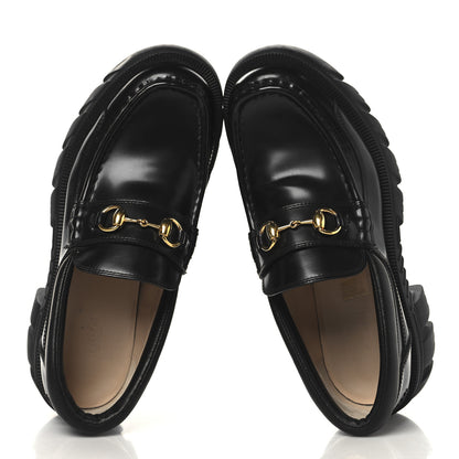 Gucci Magnum Calfskin Nappa Samoa Womens Horsebit Platform Chunky Lug Sole 40mm Loafers 38.5  Black 2 of 9