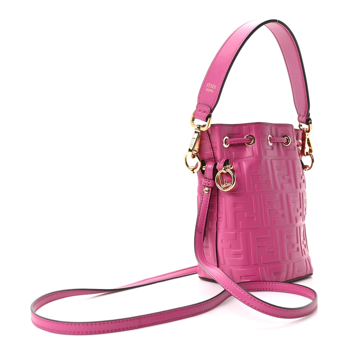 Vitello Liberty F is Fendi FF 1974 Embossed Mini Mon Tresor Bucket Bag Ciclamino Pilar