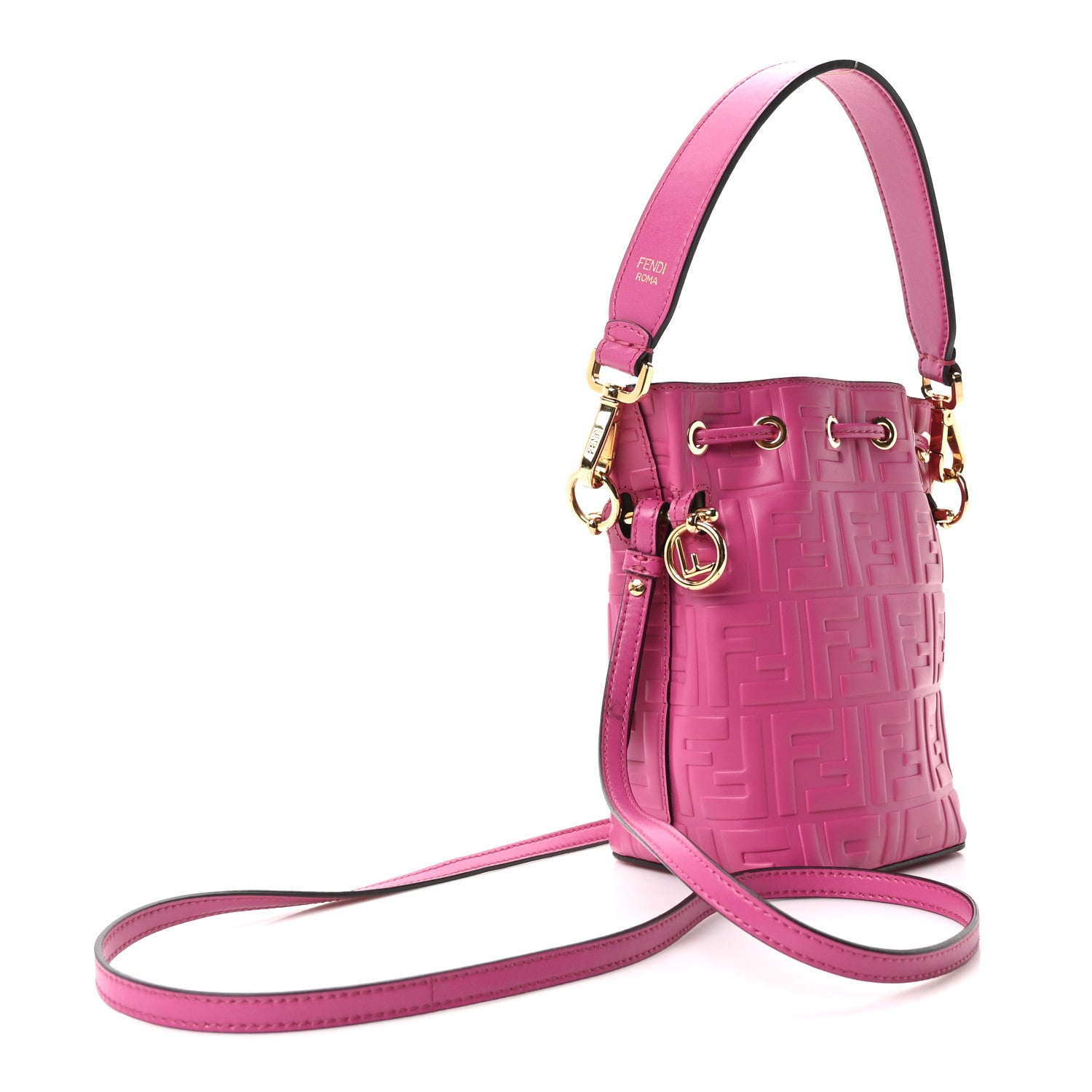 Fendi Vitello Liberty F is Fendi FF 1974 Embossed Mini Mon Tresor Bucket Bag Ciclamino Pilar 3 of 10