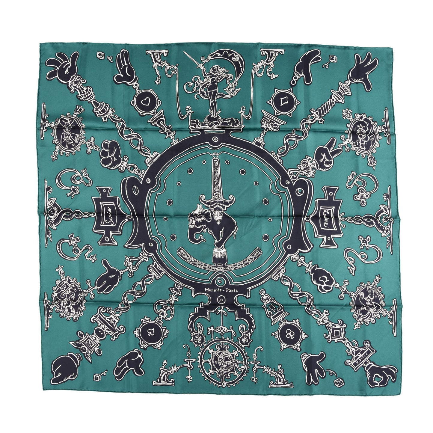 Silk Serio Ludere Scarf 90 Vert Black White