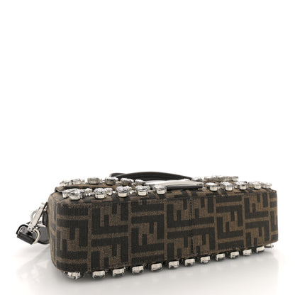 Fendi Fabric Jacquard FF 1974 Crystal Embellished Baguette Tobacco Moro Multicolor 4 of 10