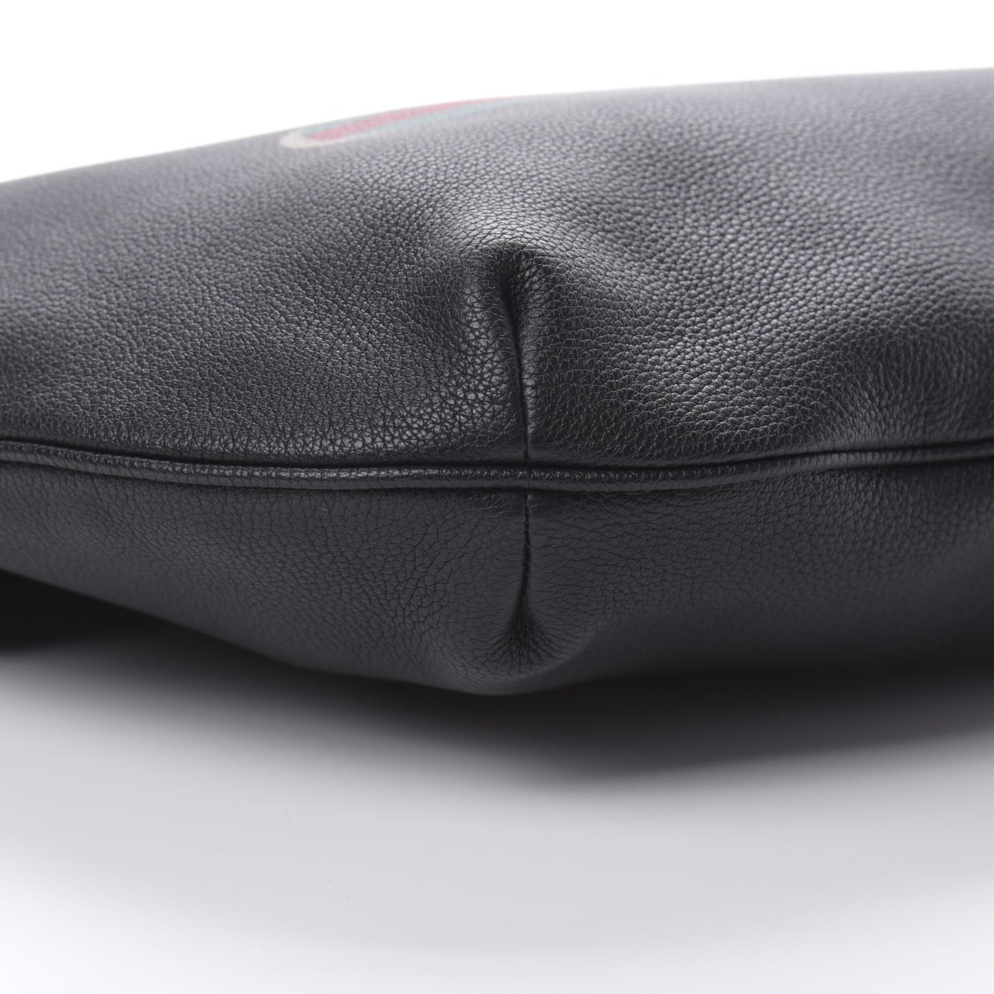 Grained Calfskin Logo Half Moon Hobo Black