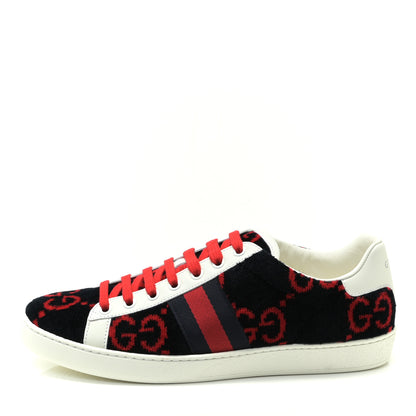 Gucci Terry Cloth GG Monogram Womens Ace Sneakers 38.5 Blue Red 1 of 7