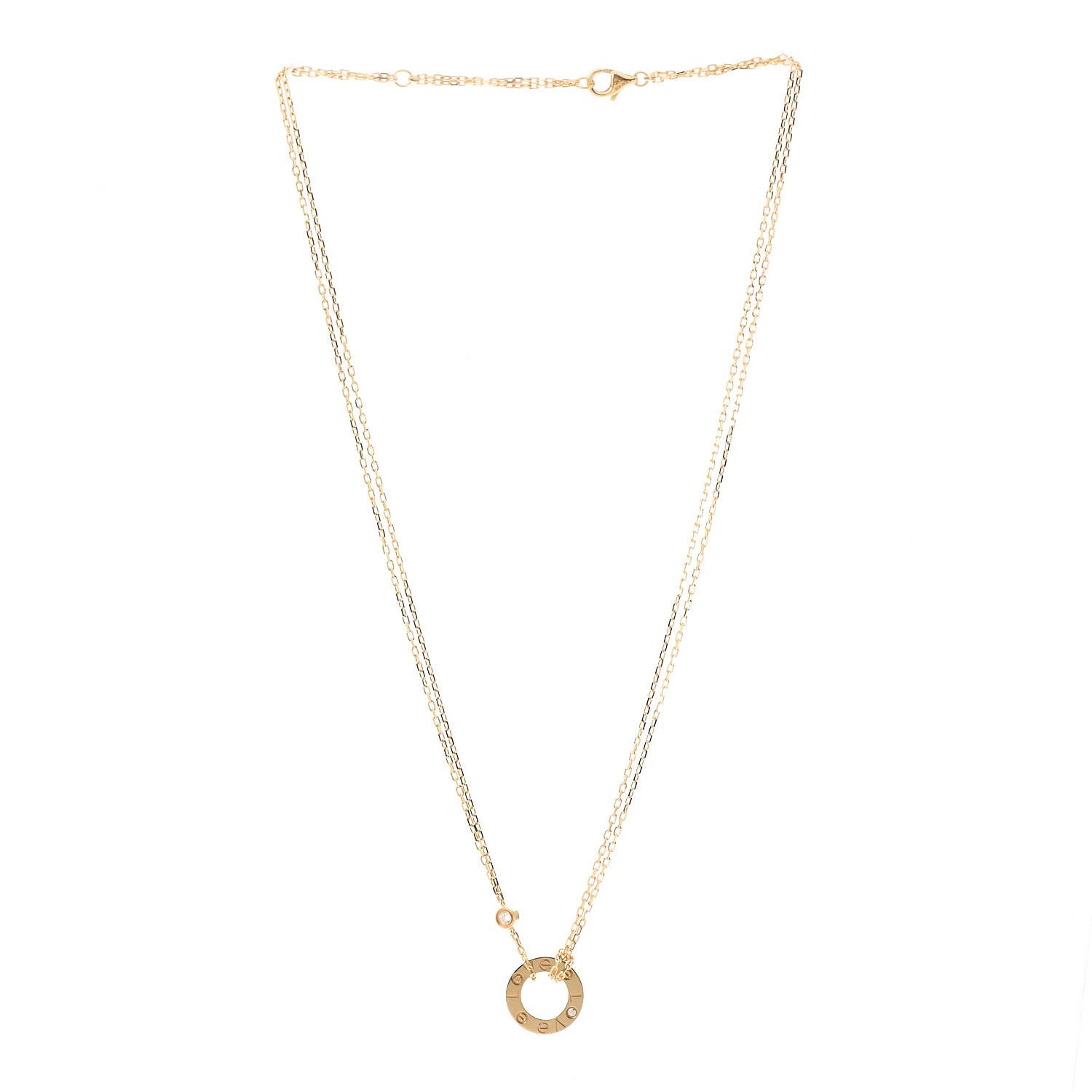 Cartier 18K Yellow Gold 2 Diamond LOVE Necklace 3 of 6
