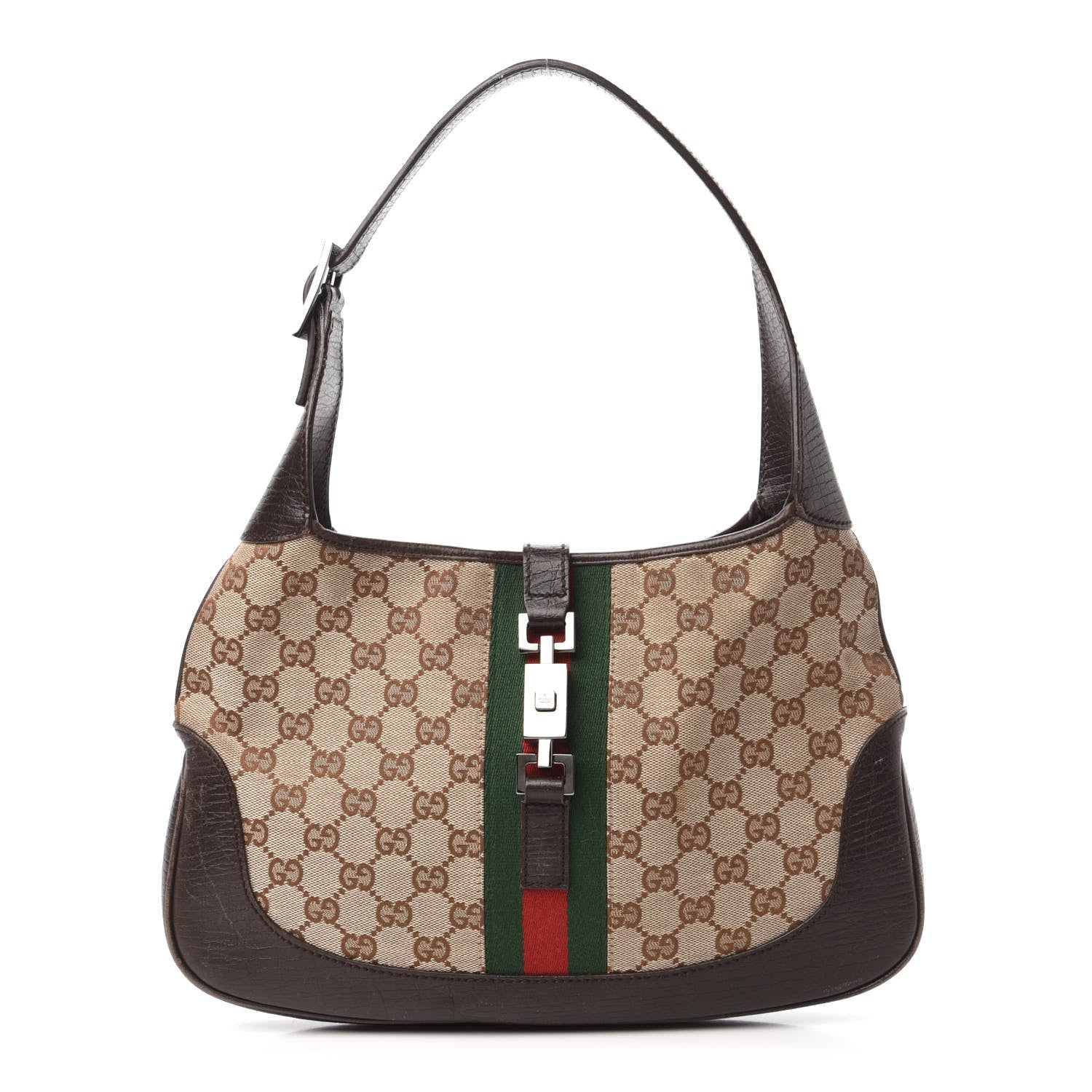Gucci Monogram Web Jackie O Hobo Dark Brown 1 of 10