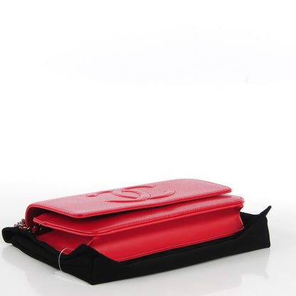 Chanel Caviar Timeless CC Wallet On Chain WOC Red 4 of 9